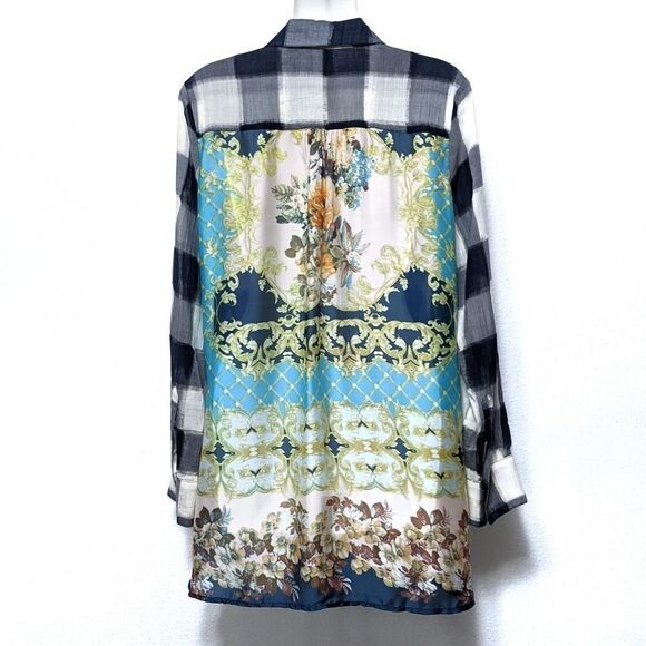 ARATTA SILENT JOURNEY Plaid Floral Button Shirt S - Picture 1 of 10